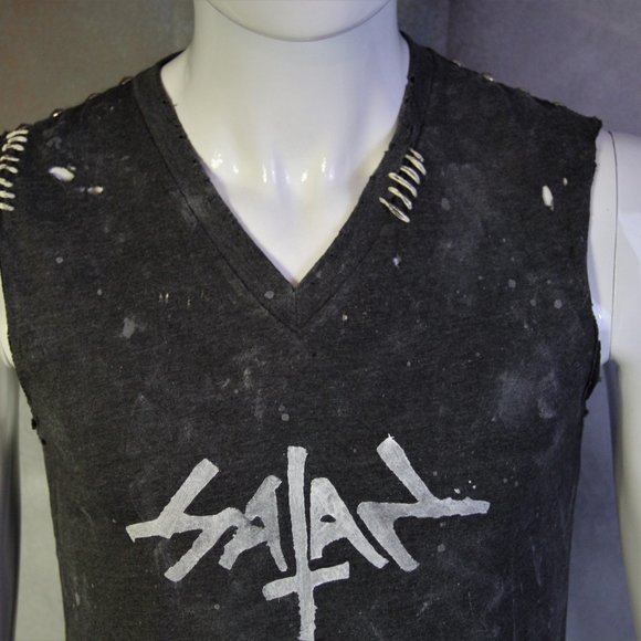 Satan Handmade Distressed Destroyed Ripped Studded - Picture 4 of 5
